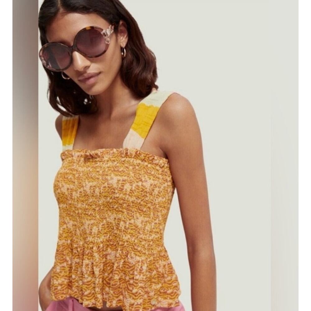 Scotch & Soda Smocked Beach Seersucker Tank Size Small